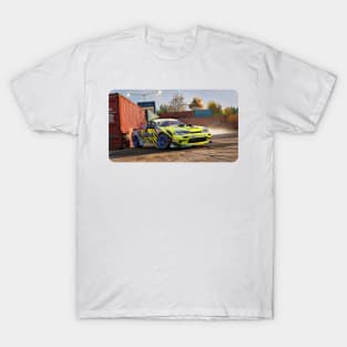 Silvia s15 Drift Yellow Cartoon Drawing Action Print T-Shirt